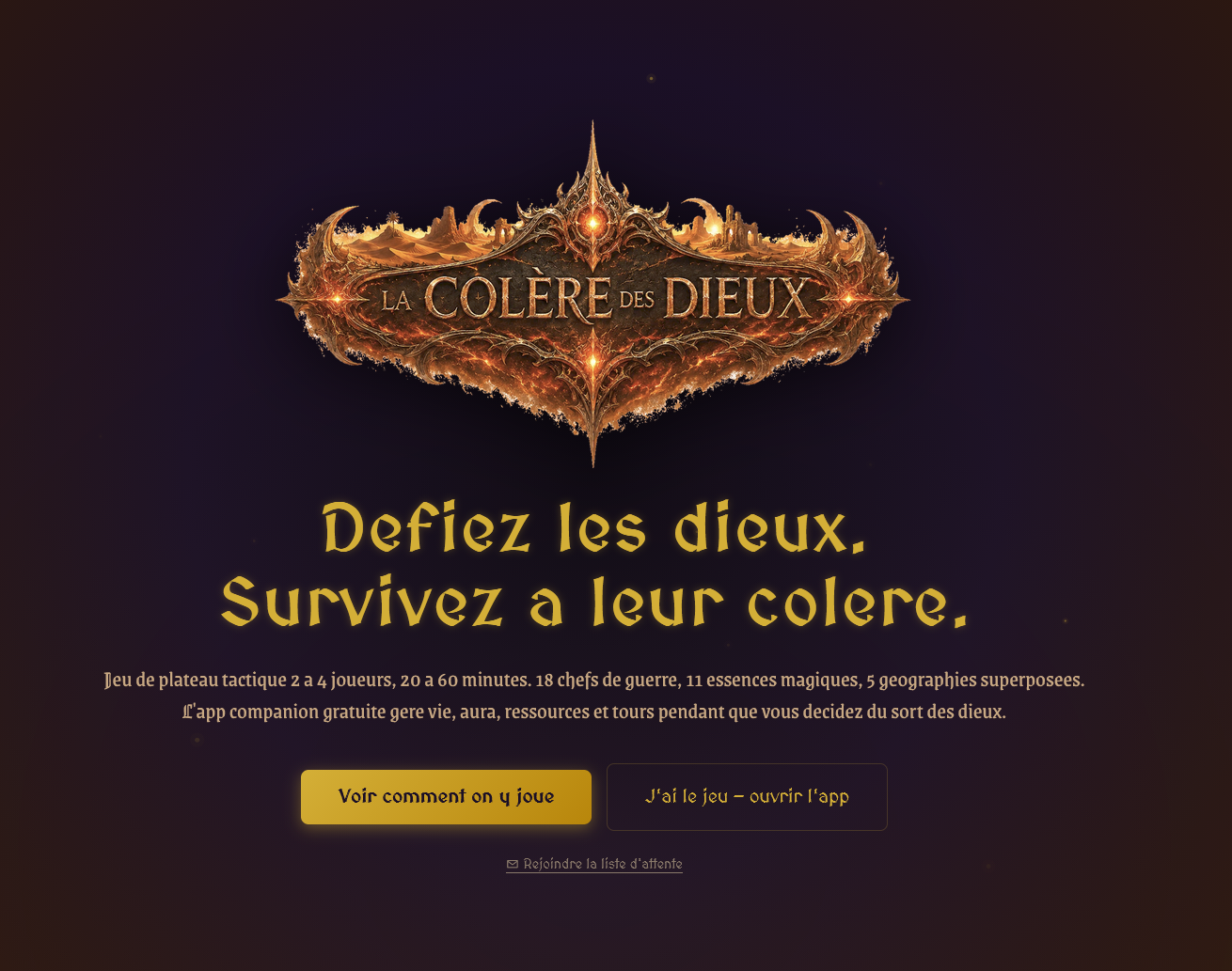 Projet Wrath of the Gods - Landing Page